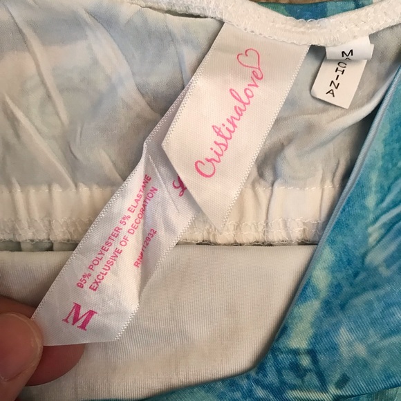 Cristina Love Summer Maxi Dress Women Medium Blue Yellow Touch of Bling Sundress - Picture 4 of 11